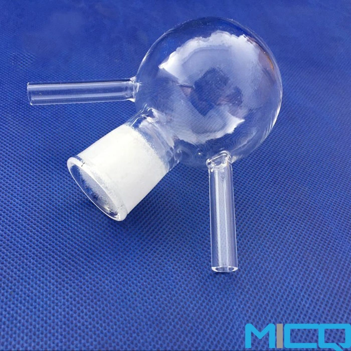 Three Outlets Quartz Glass Flask Round Bottom in Lab